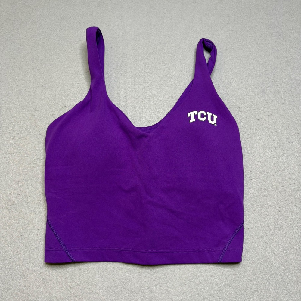 Lululemon Align Tank Top Women 4 Purple TCU Horned Frogs Nulu Cropped LW1DTWS